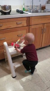 Grandson collects meatball ingredients